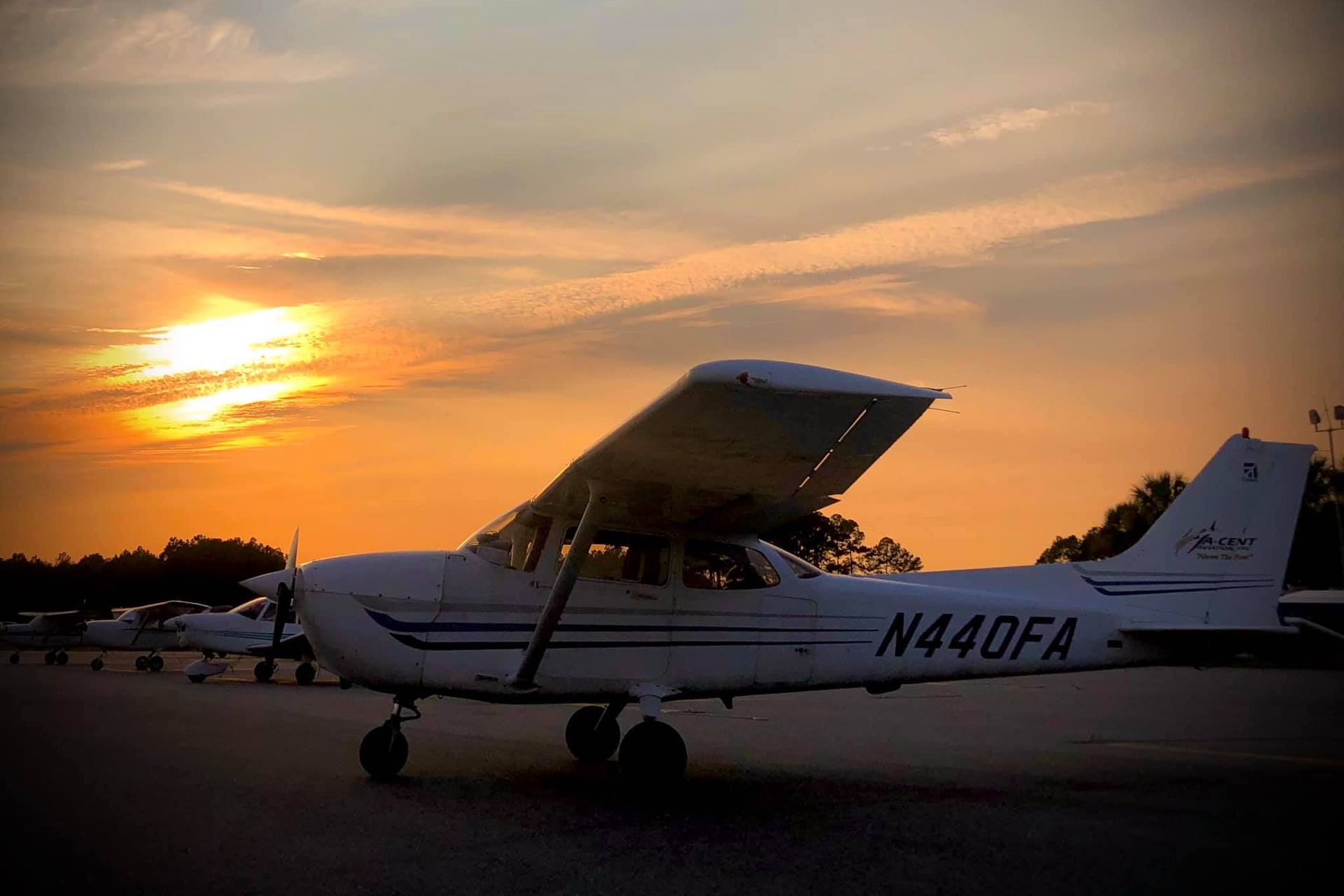 Plane at sunset